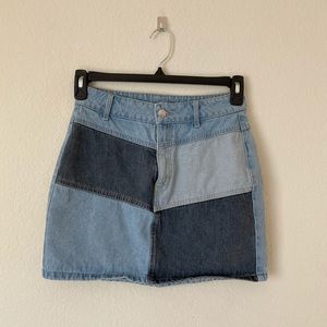 WILD FABLE mini denim color block skirt